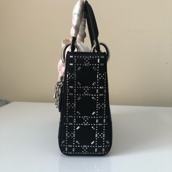 Mini Lady Dior black satin with cristals - Picture 5 of 12
